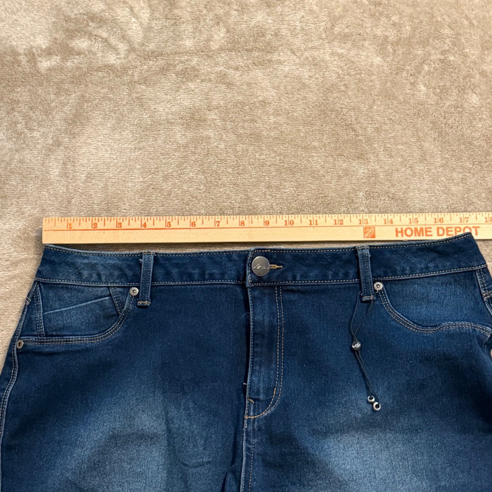 AG Denim Womens 18W Dark Wash Frayed Raw Hem Stretch Jean Shorts - Picture 6 of 11